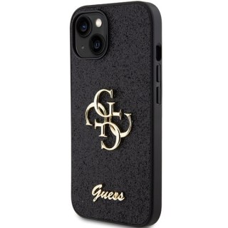 Etui na telefon iPhone 15 Guess czarne hardcase Glitter Script 4G