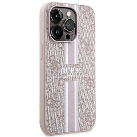 Etui na telefon iPhone 15 Pro Max Guess 4G MagSafe Różowe Stripes