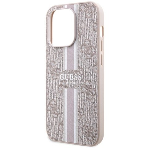 Etui na telefon iPhone 15 Pro Max Guess 4G MagSafe Różowe Stripes