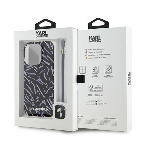 Etui na telefon iPhone 15 Pro Max Karl Lagerfeld fioletowe Zebra