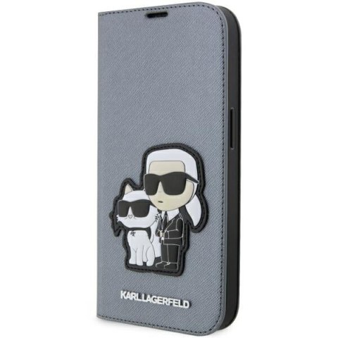 Etui na telefon iPhone 14 Pro Karl Lagerfeld Saffiano srebrne