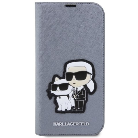 Etui na telefon iPhone 14 Pro Karl Lagerfeld Saffiano srebrne