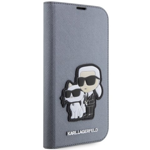 Etui na telefon iPhone 14 Pro Karl Lagerfeld Saffiano srebrne