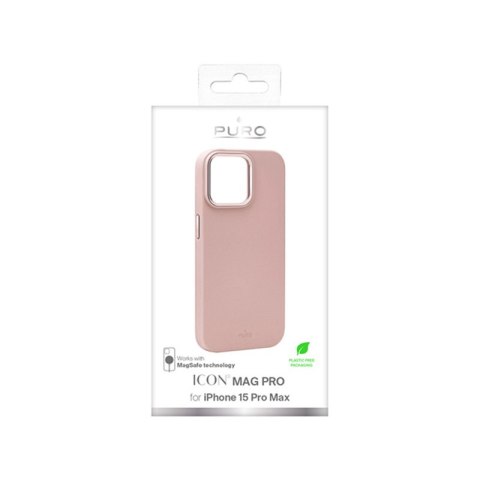 Etui na telefon iPhone 15 Pro Max PURO ICON MAG PRO MagSafe różowe