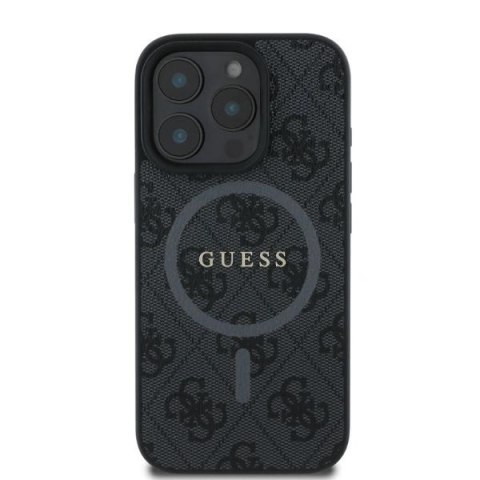 Etui na telefon iPhone 16 Pro Guess 4G Ring MagSafe czarne