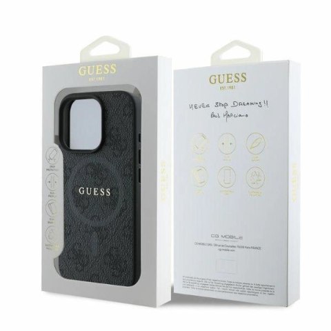 Etui na telefon iPhone 16 Pro Guess 4G Ring MagSafe czarne