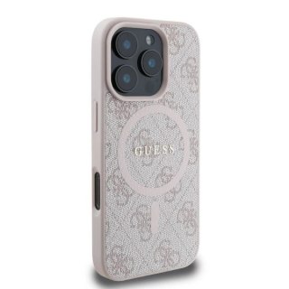 Etui na telefon iPhone 16 Pro Guess 4G Ring MagSafe różowe