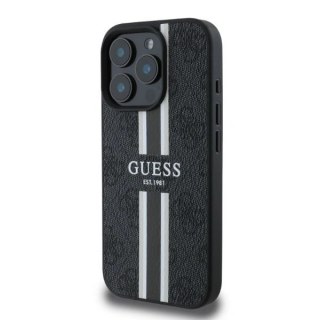 Etui na telefon iPhone 16 Pro Guess 4G MagSafe czarne paski