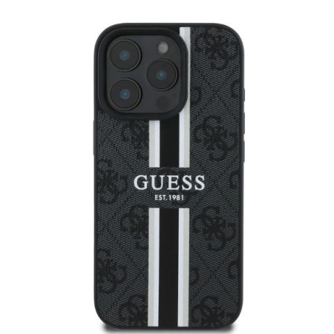 Etui na telefon iPhone 16 Pro Guess 4G MagSafe czarne paski