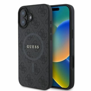 Etui na telefon iPhone 16 Guess 4G Ring Classic Logo MagSafe czarne