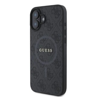 Etui na telefon iPhone 16 Guess 4G Ring Classic Logo MagSafe czarne