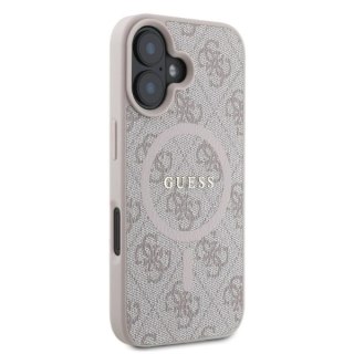 Etui iPhone 16 Guess 4G Ring Classic Logo MagSafe różowe