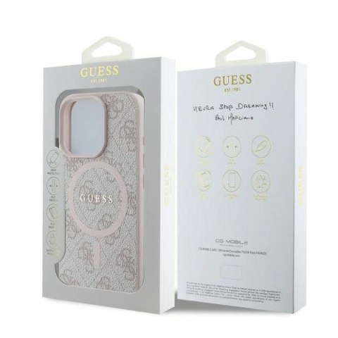 Etui na telefon iPhone 16 Pro Max Guess Hardcase MagSafe różowy