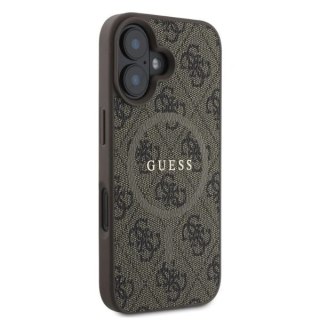 Etui iPhone 16 Guess 4G Ring Classic Logo MagSafe brązowe