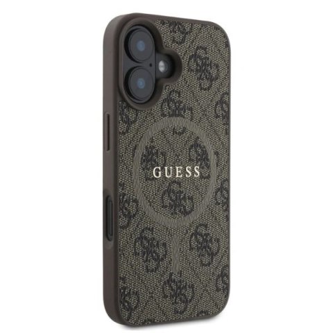 Etui na telefon iPhone 16 Guess 4G Ring Classic MagSafe brązowe