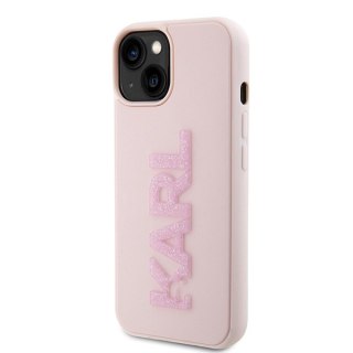 Etui na telefon iPhone 15 Karl Lagerfeld różowe hardcase 3D Rubber Glitter