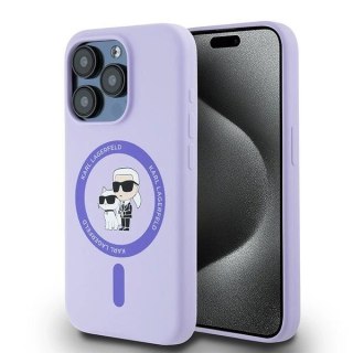 Etui Karl Lagerfeld KLHMP15LSCMKCRHU Apple iPhone 15 Pro hardcase Silicone Karl&Choupette Heads Ring MagSafe fioletowy