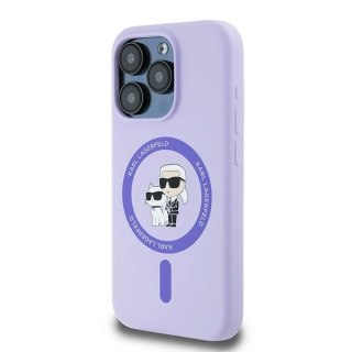 Etui Karl Lagerfeld KLHMP15LSCMKCRHU Apple iPhone 15 Pro hardcase Silicone Karl&Choupette Heads Ring MagSafe fioletowy