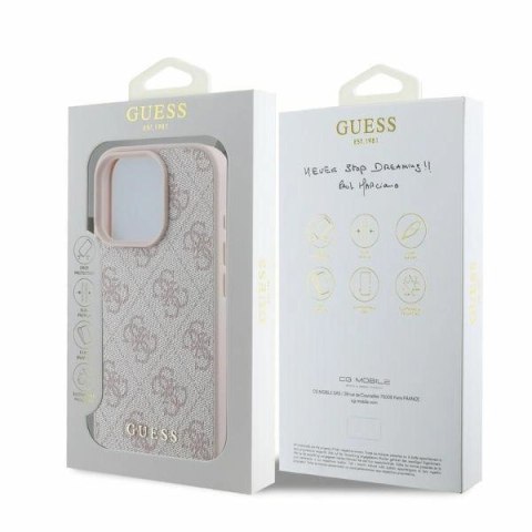 Etui na telefon iPhone 16 Pro Max Guess Hardcase 4G Classic różowy