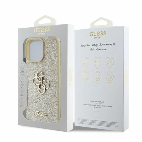 Etui na telefon iPhone 16 Pro Max Guess Hardcase Glitter 4G złoty