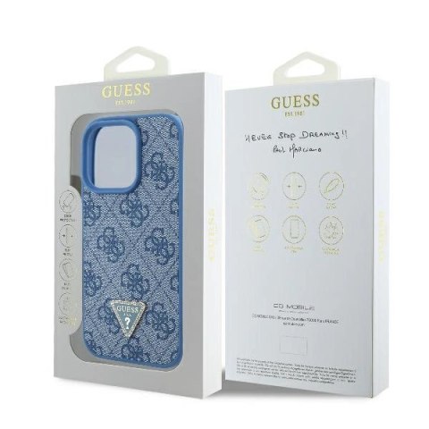 Etui na telefon iPhone 16 Pro Max Guess Hardcase MagSafe niebieskie