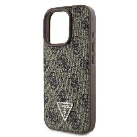 Etui iPhone 16 Pro Max Guess Hardcase Leather Metal Logo Strass Crossbody brązowy