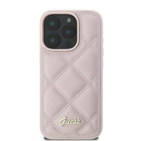 Etui na telefon iPhone 16 Pro Max Guess Hardcase różowy z logo