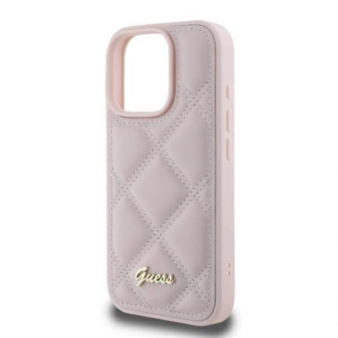 Etui na telefon iPhone 16 Pro Max Guess Hardcase różowy z logo