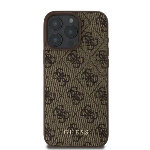 Etui na telefon iPhone 16 Pro Guess 4G Classic brązowe - styl i ochrona