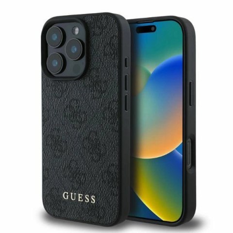 Etui na telefon iPhone 16 Pro Guess 4G Classic czarne - eleganckie i trwałe