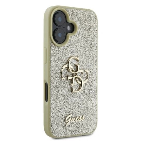 Etui na telefon iPhone 16 Plus Guess Fixed Glitter Big 4G złote