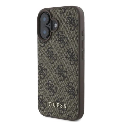 Etui na telefon iPhone 16 Guess 4G Classic brązowe - styl i ochrona