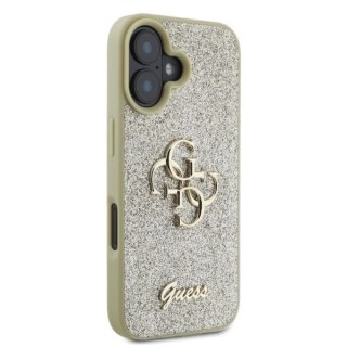 Etui iPhone 16 Guess Fixed Glitter Big 4G złote