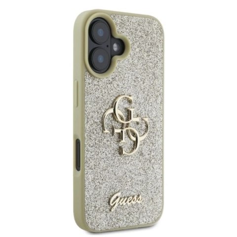 Etui na telefon iPhone 16 Guess Fixed Glitter Big 4G złote