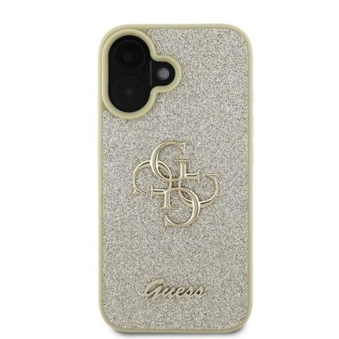 Etui na telefon iPhone 16 Guess Fixed Glitter Big 4G złote