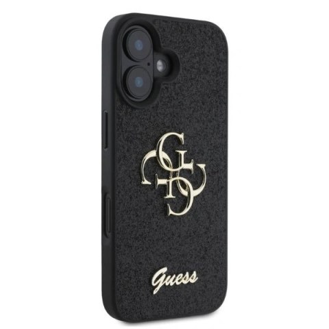 Etui na telefon iPhone 16 Guess Fixed Glitter Big 4G czarne