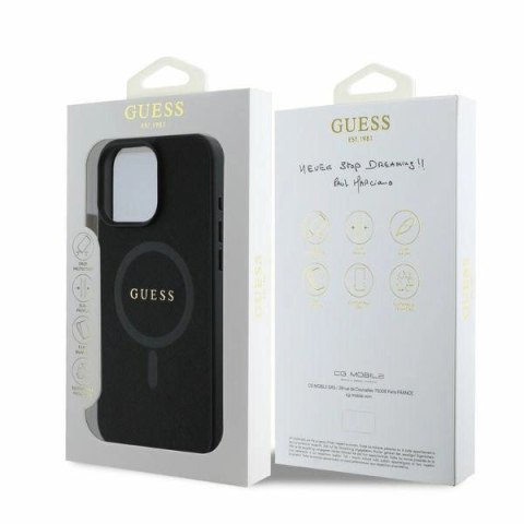 Etui na telefon iPhone 16 Pro Max Guess Saffiano MagSafe czarny