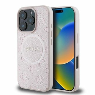 Etui na telefon iPhone 16 Pro Max Guess Saffiano MagSafe różowy