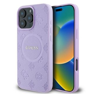 Etui Guess GUHMP16XPSAPSMEU Apple iPhone 16 Pro Max hardcase Saffiano Peony Classic Logo MagSafe purpurowy