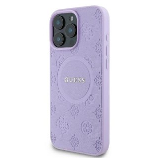 Etui na telefon iPhone 16 Pro Max Guess Saffiano MagSafe purpurowe