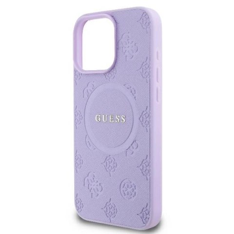 Etui iPhone 16 Pro Max Guess hardcase Saffiano Peony Classic Logo MagSafe purpurowy