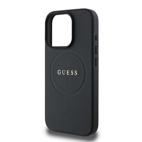 Etui na telefon iPhone 16 Pro Guess Grained Ring MagSafe czarne