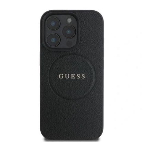 Etui na telefon iPhone 16 Pro Guess Grained Ring MagSafe czarne