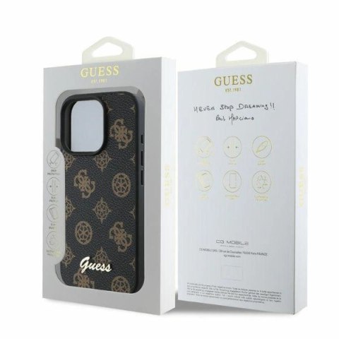 Etui na telefon iPhone 16 Pro Guess Peony Script MagSafe czarne