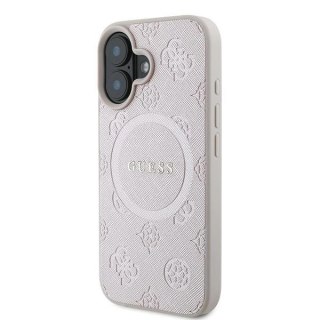 Etui Guess GUHMP16MPSAPSMEP Apple iPhone 16 Plus hardcase Saffiano Peony Classic Logo MagSafe różowy