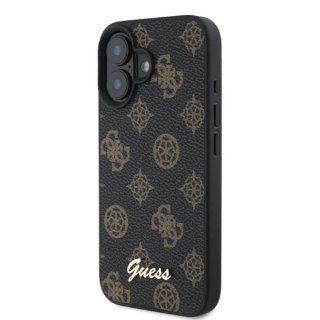 Etui na telefon iPhone 16 Guess Peony Script MagSafe czarne