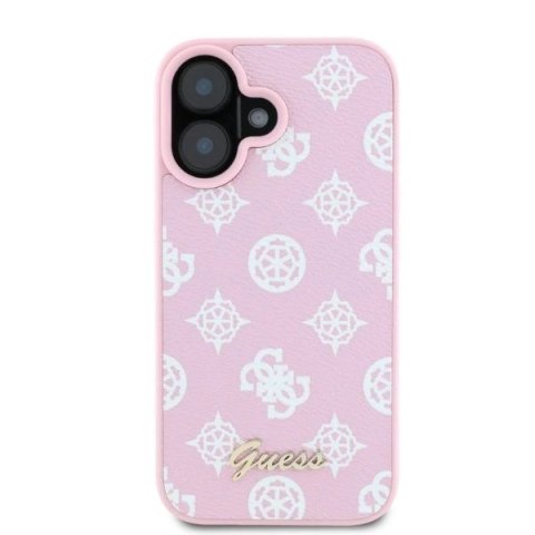 Etui na telefon iPhone 16 Guess Peony Script MagSafe różowe