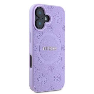 Etui na telefon iPhone 16 Guess Saffiano MagSafe fioletowe