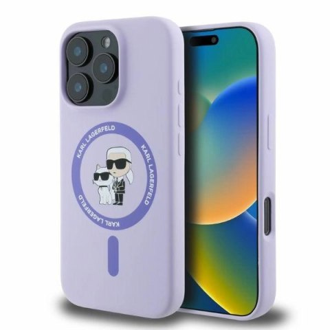 Etui na telefon iPhone 16 Pro Karl Lagerfeld fioletowe MagSafe