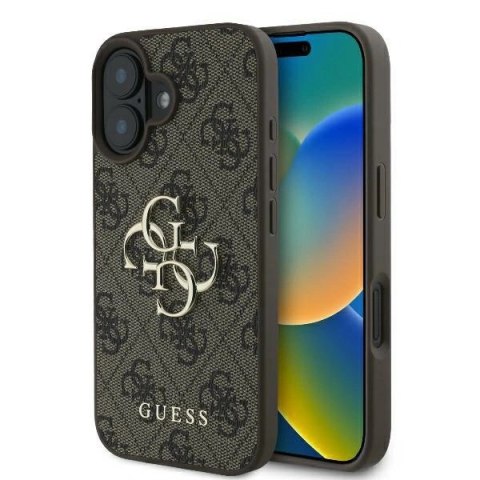 Etui na telefon iPhone 16 Pro Guess 4G Big Logo brązowe - styl i ochrona